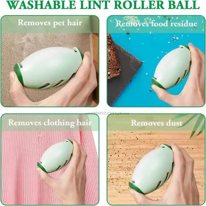 Reusable pet hair remover ball cleaning cat fur from a blanket